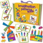 MindWare Imagination Magnets Patterns Deluxe - Includes Wood Carrying Case, Dry-Erase Markers, 60 Magnetic Blocks and 60 Puzzle Cards