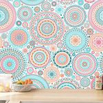 CiCiwind 17.7"x197"Pink/Teal Peel and Stick Wallpaper Removable Self-Adhesive Wallpaper Fun Colorful Wall Paper Cute Contact Paper Decoral Walls Covering Cabinets Waterproof Easy to Clean Vinyl Rolls