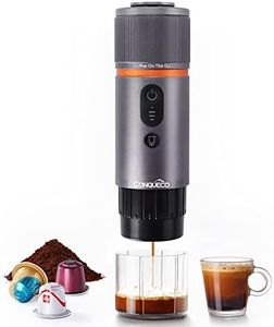 CONQUECO Portable Espresso Machine Travel - 12v Car Coffee Maker with Battery for Camping - Small Electric - 3 Mins Heating - Rechargeable USB Charging (Silvery)