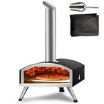 VEVOR Outdoor Pizza Oven, Wood Pellet and Charcoal Fired Pizza Maker 12-inch, Portable Outside Stainless Steel Pizza Grill with Pizza Stone, Waterproof Cover, Shovel, Wood Burner for Backyard Camping