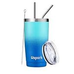 UsparkMC 550ml Tumbler Stainless Steel with Lid and Straw,Double Wall Vacuum Insulated Coffee Travel Mug for Hot & Cold,Reusable Cup,BPA Free,Blue,