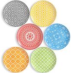 AHX Dinner Plates Ceramic Plate Set - 10 Inch Large Porcelain Round Plate Sets of 6 - Flat Colorful Pattern Dining Plates for Kitchen | Family - Dishwasher | Microwave | Oven Safe