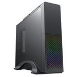 CiT S015B Micro-ATX Desktop PC Case With RGB Rainbow Front LED, 1 x 8cm Black Top Fan & CiT 300W Micro-ATX Power Supply (M-300U) Included | Black