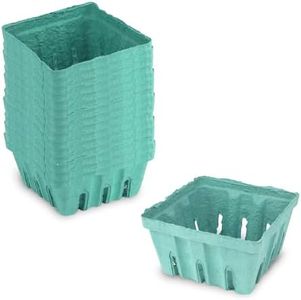 MT Products Green Berry Baskets 1 Pint - Molded Pulp Fiber Vented Produce Basket for Packaging Fruits and Veggies (Pack of 15) - Made in the USA