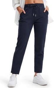 Libin Women's Casual Pants 4-Way Stretch Ankle Golf Pants 7/8 Dress Work Sweatpants with Pockets for Yoga, Athletic, Lounge, Travel, Navy Blue,S