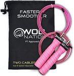 WOD Nation Attack Speed Jump Rope : Adjustable Jumping Ropes : Unique Two Cable Skipping Workout System : One Thick and One Light 11 Foot Cable : Perfect for Double Unders forHiit : Fits Men and Women