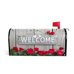 Hapuxt Welcome Mailbox Covers Magnet PVC Mailboxes Wraps Post Letter Box Cover ﻿Welcome Sign Hearts Hanging Rustic Wood Durable Waterproof Garden Outdoor Home Decoration