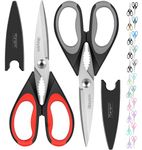 Kitchen Shears, iBayam Kitchen Scissors Heavy Duty Meat Scissors Poultry Shears, Dishwasher Safe Food Cooking Scissors All Purpose Stainless Steel Utility Scissors, 2-Pack (Black Red, Black Gray)