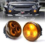 Xprite Amber LED Turn Signal Light w/Smoke Lens, Aluminum Front Blinker Lights Compatible with 2007-2018 Jeep Wrangler JK