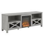 WE Furniture Fireplace TV Stand, Wood, Stone Grey, 70 Inches