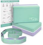 Yoga Blocks 2 Pack with Strap & Guide – Non-Slip EVA Foam Pilates Blocks for Home Workouts, Dance, Ballet, Gymnastics & Stretching Exercise | Ideal Dancer Gifts