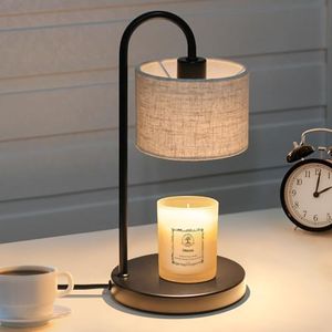 FINCMY Candle Warmer Lamp with Timer, Dimmable Candle Wax Warmer Electric Candle Warmer with Replacement Bulbs, House Warming Gifts Bedroom Home Decor Compatible with Various Candles-Linen