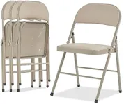 Karl home 4 Pack Brown Folding Chairs with Padded Seats for Outdoor & Indoor, Portable Stackable Commercial Seat with Steel Frame for Events Office Wedding Party, 330lbs Capacity