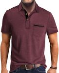 Mens Fashion Polo Shirts Cotton Classic Short Sleeve Lightweight Button Shirt with Pocket