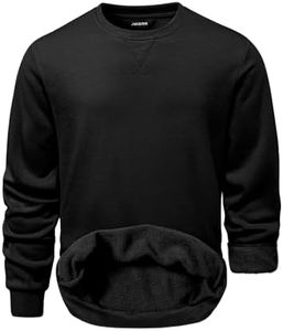 JMIERR Crewneck Sweatshirt Men Long Sleeve Fleece Sherpa Lined Fall Winter Pullover Sweaters Warm Shirts, M, Black