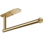 VAEHOLD Self Adhesive Paper Towel Holder Under Cabinet Mount, Wall Mounted Paper Towel Roll Holder for Kitchen, Bathroom, Wall - SUS304 Stainless Steel (Gold)