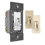 Legrand Pass & Seymour TSDCL303PTCCCV6 Toggle Slide Dimmer CFL/LED/Incandescent, Single-Pole/3-Way, 300W, No De-Rating, White/Light Almond, Ivory (1 Count)