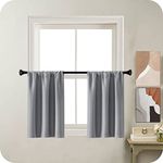 MRTREES Blackout Kitchen Curtains 45 Drop 2 Panels Waterproof Curtains Short Cafe Curtains Small Half Window Treatment Curtains for Kitchen Bathroom Bedroom Living Room 30x45 Inch 75x115 CM Grey