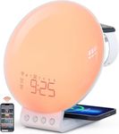Dekala Smart Sunrise Alarm Clock with Wireless Charging for iPhone 14 13 12 Apple Watch AirPods Samsung, White Noise Sleep Sounds Machine, Nursery Night Light for Heavy Sleeper Kid