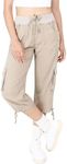 MISS MOLY Women's Cargo Capris Hiking Running Pants Loose Button Decor Lightweight Quick Dry Athletic Outdoor Light Khaki XL