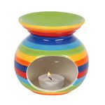 Rainbow Stripe Wax Melt Burners, Wax Warmer Melter for Xmas Decorations, Essential Oil and Wax Melt Burner, Scented Diffuser for Home Decor, Aromatherapy Diffuser Gifts for Christmas