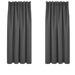 Deconovo Blackout Curtains for Living Room 52 x 63 Inch Thermal Insulated Pencil Pleat Curtains Energy Saving Room Darkening Rod Pocket Curtains Light Grey Set of 2