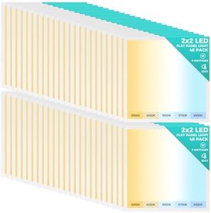 Aphyni 48 Pack 2x2 LED Flat Panel Light, Dimmable Office Kitchen Flush Mount Ceiling Light Panel,Bright 6500LM,Dimmable,Selectable Features, 3000K/4000K/5000K/5700K/6500K, 30W/35W/40W/45W/50W