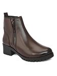 FENTACIA Women's Brown Formal Vegan Leather Chelsea Boots - 4 UK