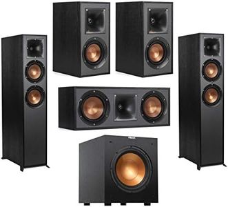 Klipsch Reference R-625FA 5.1 Home Theater Pack, Black, Pair, Bundle with 2X R-41M Bookshelf Speakers, R-52C Center Speaker, R-100SW 10" 300W Powered Subwoofer