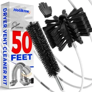 Holikme 50 Feet Dryer Vent Cleaner Kit Lint Remover Flexible Dryer Vent Cleaning Brush Extends Up to 50 Feet