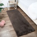 Luxe Home Ruffle Bath Runner Rabbit Fur 1000 Gsm Bathroom Door Foot Mats Anti Skid Water Absorbent Easy Machine Washable Rug for Entrance | Kitchen Floor | 2 X 5 Ft | Cocoa | Pack of 1