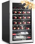 AAOBOSI Wine Fridge, 24 Bottle Wine Cooler 46-66℉ Beverage Wine Refrigerator, Glass Door Free Standing Mini Wine Cellar with Adjustable Shelves and Temperature Memory for Bar, Home, Condo