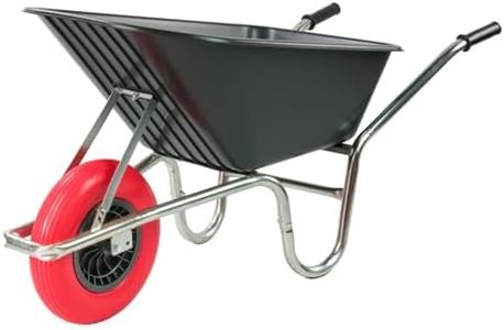 KCT 110L Black Garden Builders Heavy Duty Wheelbarrow with Puncture Proof Solid Tyre Wheel