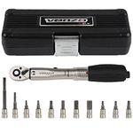 Venzo 1/4 Inch Drive Click Torque Wrench Set 2-22Nm Bicycle Maintenance for Road & Mountain Bikes, Motorcycle Multitask - Includes Allen & Torx Sockets, 4mm & 5mm