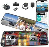 12" 3 Channel 4K Rearview Mirror Da