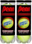 Penn Championship Tennis Balls - Extra Duty Felt Pressurized Tennis Balls - 2 Cans, 6 Balls