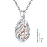 TANGPOET Ashes Necklace 925 Sterling Silver Urn Necklace for Ashes Memorial Cremation Jewellery Rose Gold Ashes Keepsake Pendant Necklace for Mum Dad Women Men Pet with Funnel Filler Kit