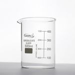 RAWAL'S Borosilicate 3.3 Glass Beaker - 500 ml - Superior Heat & Chemical Durability - Laboratory Grade with Graduations & Spout - Ideal for Science Classrooms, Hospitals, and Research