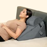 CareFoam Wedge Pillow for Back Support, Adjustable with Headrest Memory Foam Bed Wedge Pillow for Sleeping, Acid Reflux, GERD, Snoring, Pregnancy, Post-Surgical Recovery | Velvet Grey | 22x22x12 Inch