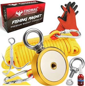 FINDMAG 1725 lbs Magnets Fishing Kit Fishing Magnet, 3.7" Diameter Fishing Magnet Kit for Magnetic Fishing and Retrieving Items in River, Lake