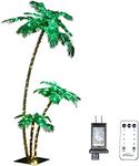 LIGHTSHARE Lighted 7FT Gorgeous Palm Tree 3Trunks Artificial Palm Tree 218LED Lights for Office Decoration Indoor Outdoor Tiki Bar Christmas Patio Pool- Electric