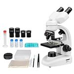 Svbony SV605 Binocular Compound Microscope, 80x-1600x Magnification Microscope with Dual LED Illumination Mechanical Stage, Biological Binocular Microscope for School Laboratory Home Education