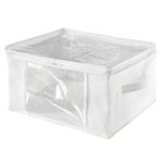 iDesign Fabric Foldable Storage Zipper Bags Cubes with Handles for Organizing Clothing, Linens, Towels, 16" x 12" x 8", Set of 2, White