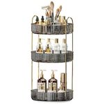 360° Rotating Makeup Organizer, Large-Capacity Skincare Make Up Storage 3 Tier Perfume Organizers Cosmetic Dresser Organizer with Makeup Brush Holder, Fits Bedroom, Bathroom, Vanity Shelf Countertop