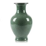 Chinese Ceramic Art Handmade Antique ice Crack Glaze vases Big China Porcelain Flower Bottle Vase for Home Decoration(Green)…