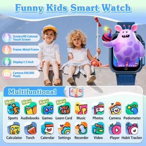 kaacly Kids Smart Watch with Pedometer, Music, Alarm – Boys & Girls Ages 4-12