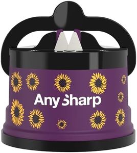 AnySharp – EDITIONS – Hands Free Knife Sharpener - Easy to Use Sharpening Tool w/PowerGrip Suction Base and 20-Degree Pre-set Angle - For All Knives: Chef’s, Serrated, and Hardened Steel - Sunflower