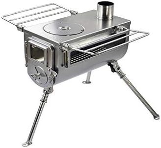 Winnerwell Woodlander Double-View Medium Tent Stove | Portable Wood Burning Tent Stove for Tents, Shelters, and Camping | 800 Cubic Inch Firebox | Stainless Steel Construction | Includes Chimney Pipe