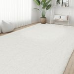 Fluffy Rugs for Living Room Bedroom, Cream White Area Rugs 5x7 Deerly Shaggy Large Rug Non-Slip Cute Room Rug for Nursery Dorm Kids Room Area Rug Home Decor