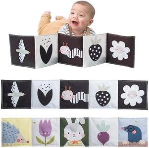 Taf Toys Bunny Black and White Soft Sensory Books Pram Book, High Contrast Baby Toys 0-3-6 Months, Essentials Tummy Time, Pram, Stroller, Car Seat Toy, Infant Toys, Newborn Essentials Must Haves